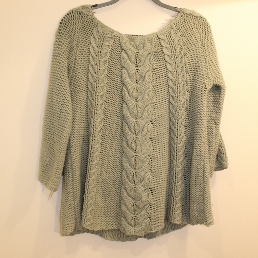 Green Cable Knit Chunky Sweater